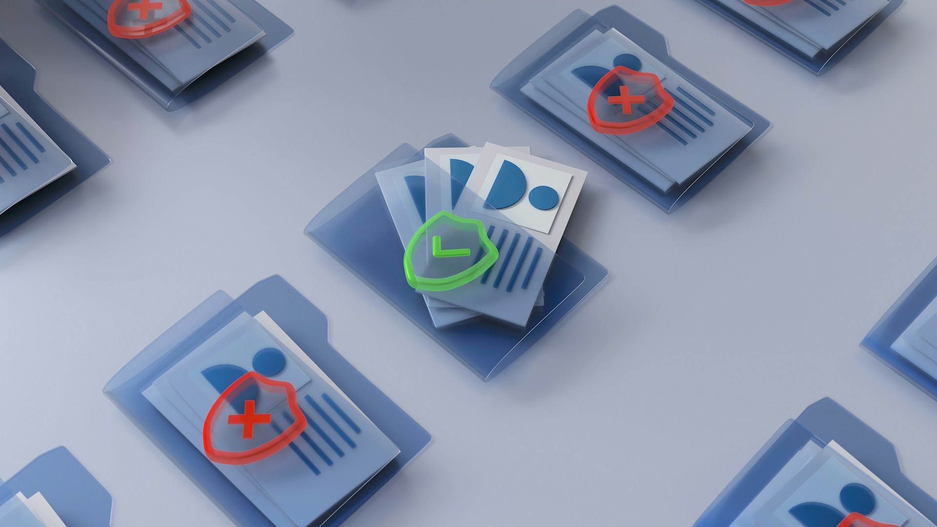Colorful folders with different symbols representing stored browser data