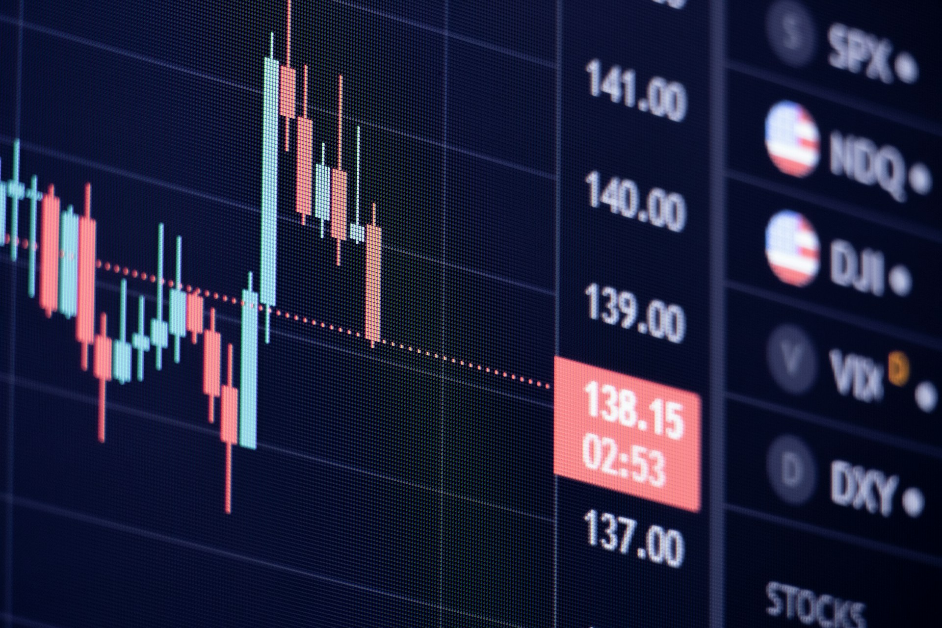 Digital chart display showing fluctuating lines on a screen