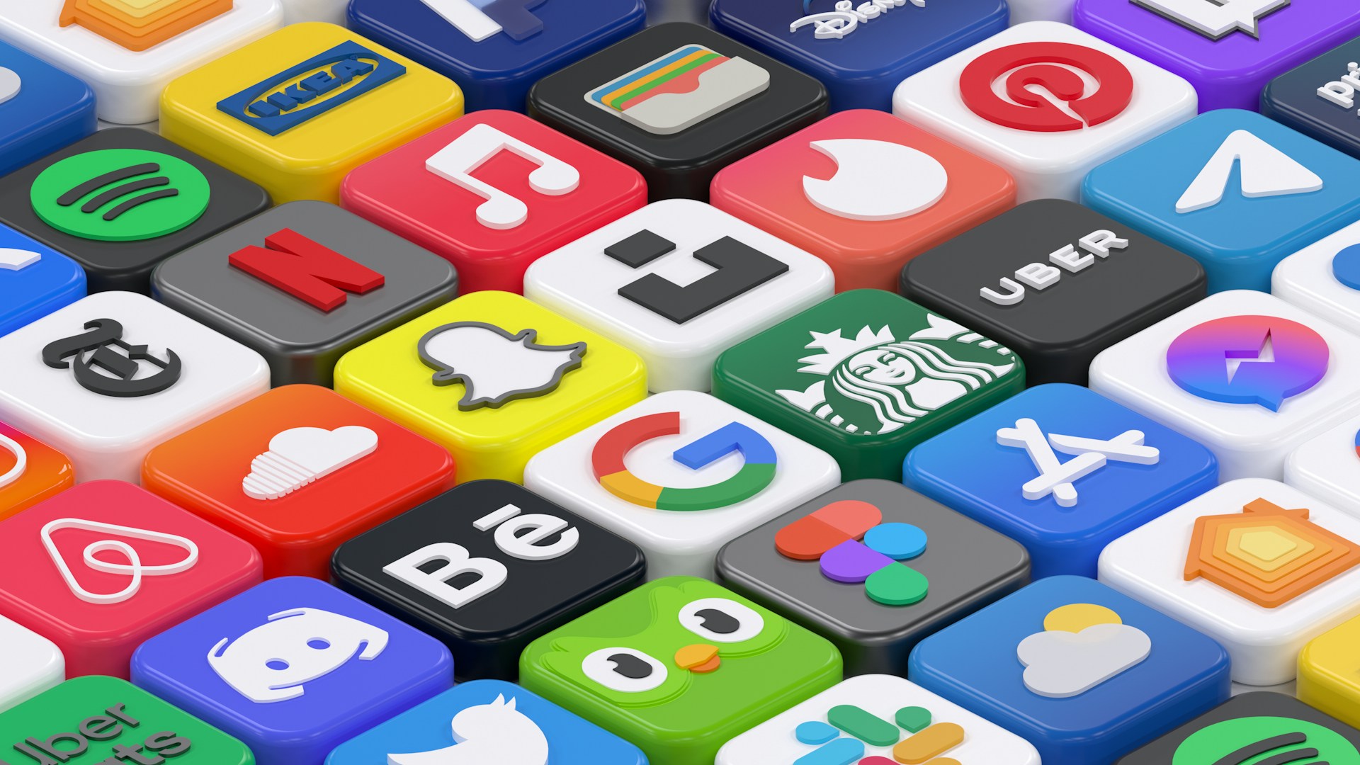 Colorful dice stacked together representing multiple possible payment paths for digital subscriptions managed through an app store.