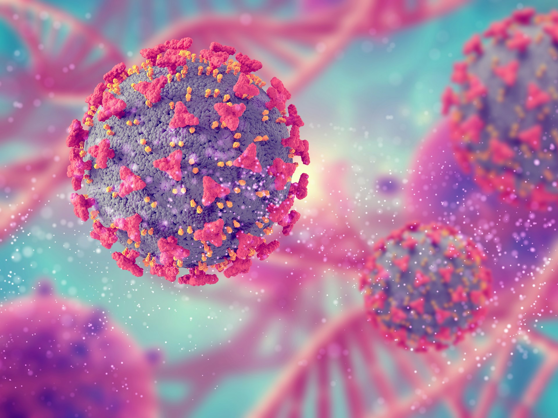 3D illustration of immune cells responding to foreign organisms